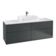 V&B Meuble sous lavabo Finion 160x60,3 cm, plan de drainage blanc, miroir bleu avec laque-1