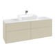 V&B Meuble sous lavabo Finion 160x60,3 cm, plan de drainage blanc, poignée argent mat, laqué-1