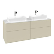 V&B Meuble sous lavabo Finion 160x60,3 cm, plan de drainage blanc, poignée argentée m Lac