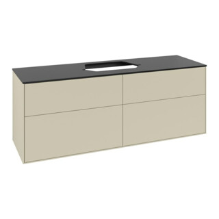 V&B Meuble sous lavabo Finion 160x60,3 cm, plan de drainage bleu mat, poignée argent mat Lac