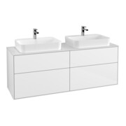 V&B Meuble sous lavabo Finion 160x60,3 cm, plan de toilette blanc brillant, laqué blanc
