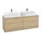 V&B Meuble sous-lavabo Finion 160x60,3 cm, plan de toilette blanc, placage chêne-1