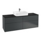 V&B Meuble sous lavabo Finion 160x60,3 cm, plan de toilette bleu mat, miroir bleu mat Lac-1