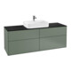 V&B Meuble sous lavabo Finion 160x60,3 cm, plan de toilette bleu mat, olivier mat laqué-1