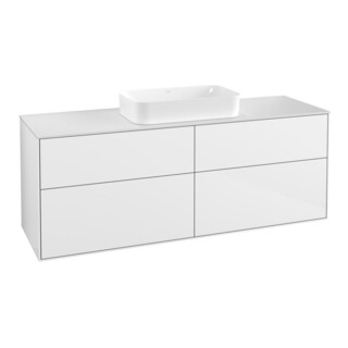 V&B Meuble sous lavabo Finion 160x60,3 cm, plan de travail blanc, laqué blanc brillant
