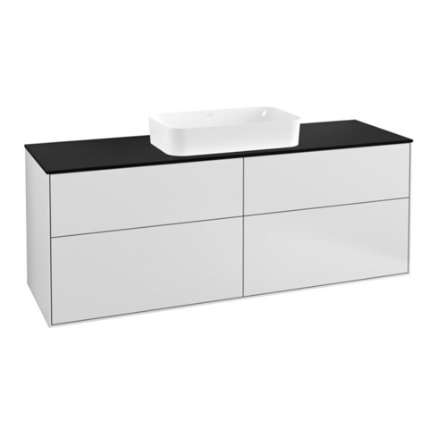 V&B Meuble sous lavabo Finion 160x60,3 cm, plan de travail bleu mat, blanc mat Lac