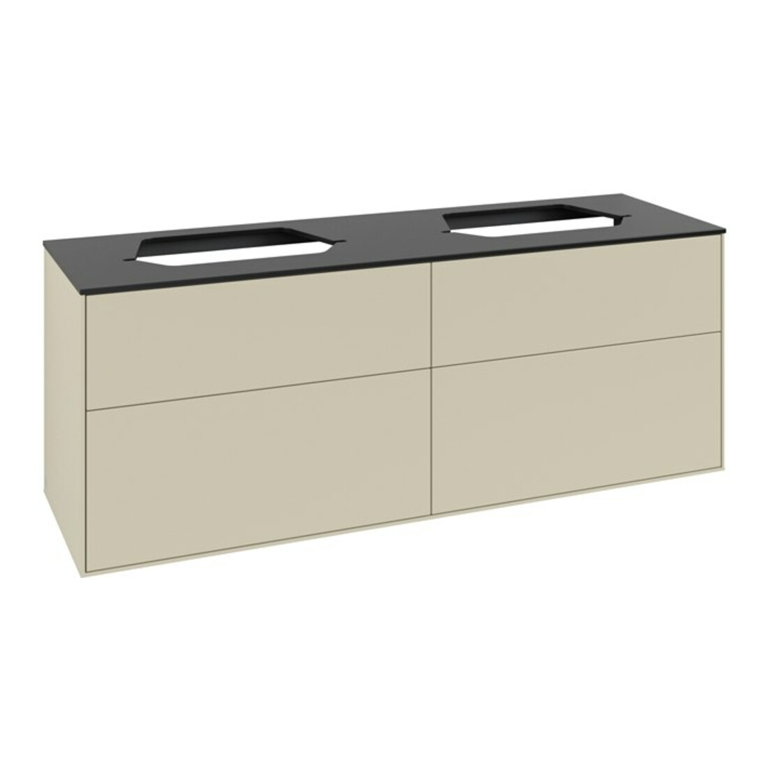 V&B Meuble sous lavabo Finion 160x60,3 cm, plan de travail bleu mat, gris moyen laqué