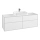 V&B Meuble sous lavabo Finion 160x60,3 cm, plan lavabo blanc, laqué blanc brillant-1