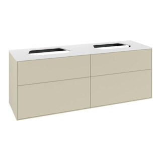 V&B Meuble sous-lavabo Finion 160x60,3 cm, plaq. abattant blanc, poignée grise m Lac
