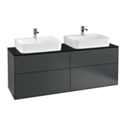 V&B Meuble sous lavabo Finion 160x60,3 cm, plaq. abd. bleu mat, bleu moyen laqué-1