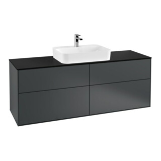 V&B Meuble sous lavabo Finion 160x60,3 cm, plaq. abd. bleu mat, md bleu mat Lac