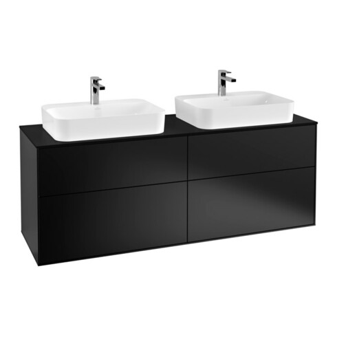 V&B Meuble sous lavabo Finion 160x60,3 cm, plaque de fermeture bleu mat, bleu mat laqué