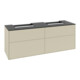 V&B Meuble sous lavabo Finion 160x60,3 cm, plaque de fermeture bleue, gris moyen laqué-1