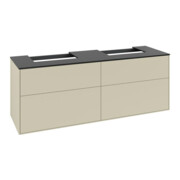 V&B Meuble sous lavabo Finion 160x60,3 cm, plaque de fermeture bleue, gris moyen laqué