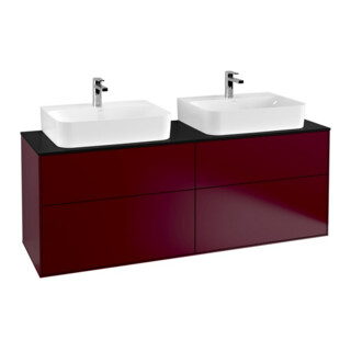 V&B Meuble sous lavabo Finion 160x60,3 cm, plaque de fermeture bleue, Peony mat