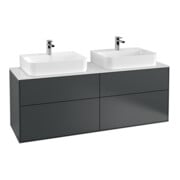 V&B Meuble sous lavabo Finion 160x60,3 cm, plaque d'habillage blanche, poignée bleue avec laque