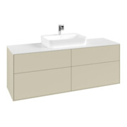 V&B Meuble sous lavabo Finion 160x60,3 cm, plinthe abd. blanc, poignées argent, mat laqué-1