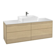 V&B Meuble sous lavabo Finion 160x60,3 cm, plinthe abs. blanc, placage chêne