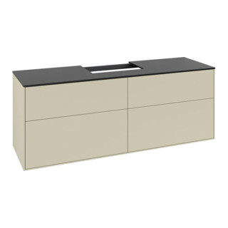 V&B Meuble sous lavabo Finion 160x60,3cm, plan de travail bleu mat, poignée grise mat Lac