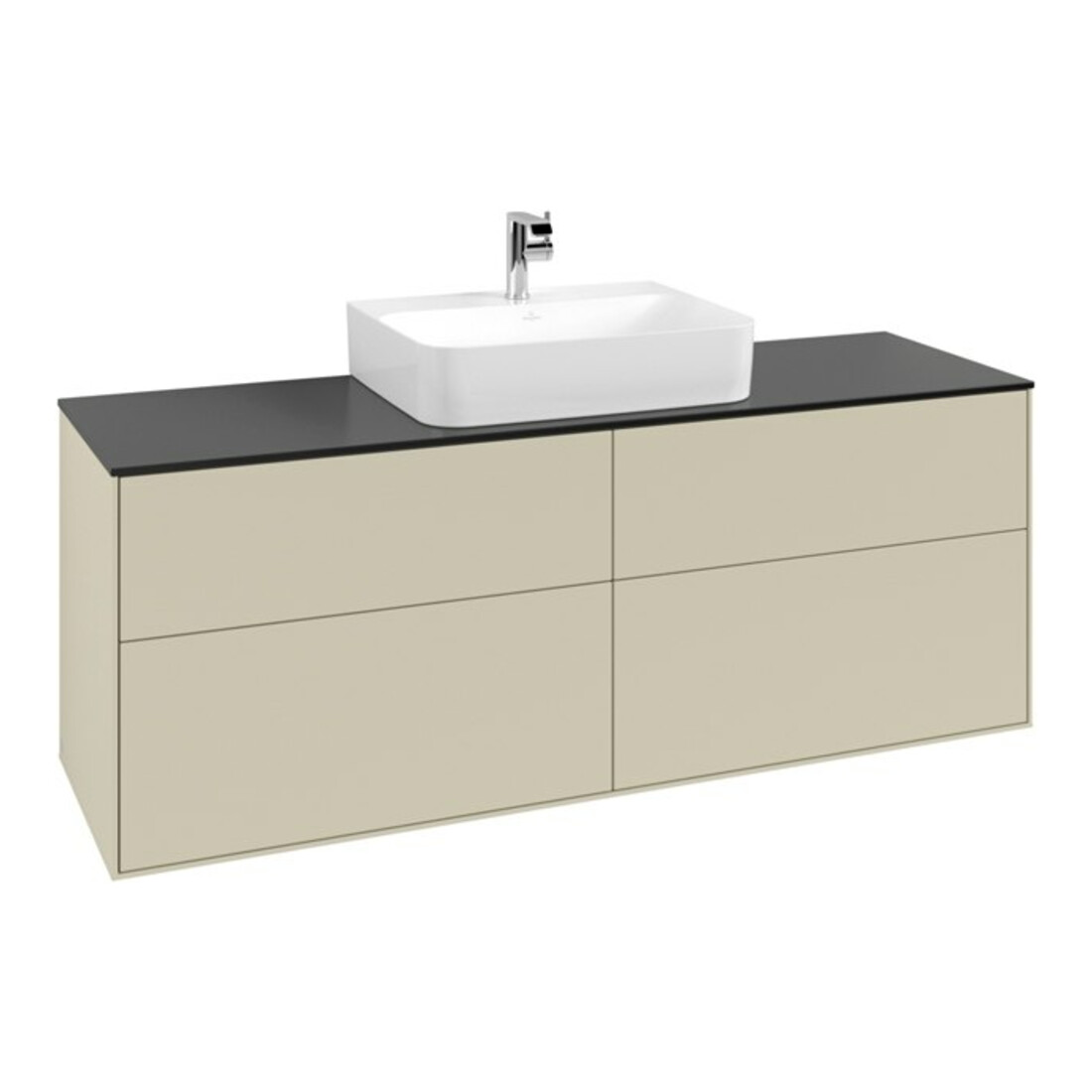 V&B Meuble sous lavabo Finion 160x60,3cm, plan de travail bleu mat, poignée grise mat Lac