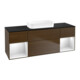 V&B Meuble sous lavabo Finion 160x60,3x50,1 cm, blanc brillant avec laque, noyer veinée-1