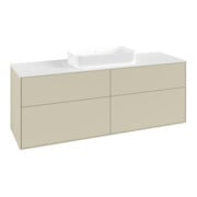 V&B Meuble sous lavabo Finion 160x60,3x50,1 cm, blanc brillant, poignée grise mate