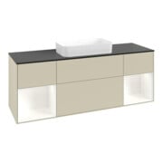 V&B Meuble sous lavabo Finion 160x60,3x50,1 cm, blanc mat laqué, gris mat laqué-3