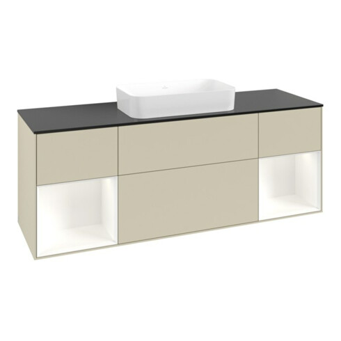 V&B Meuble sous lavabo Finion 160x60,3x50,1 cm, blanc mat laqué, gris mat laqué
