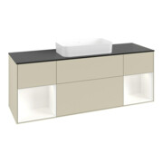 V&B Meuble sous lavabo Finion 160x60,3x50,1 cm, blanc mat laqué, gris mat laqué-4