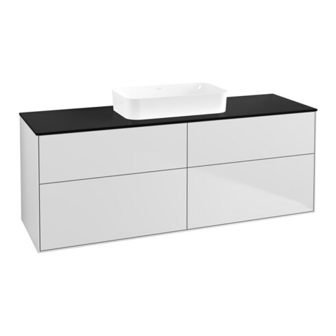 V&B Meuble sous lavabo Finion 160x60,3x50,1 cm, bleu brillant, blanc mat Lac