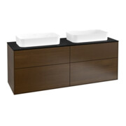 V&B Meuble sous lavabo Finion 160x60,3x50,1 cm, bleu brillant, placage noyer