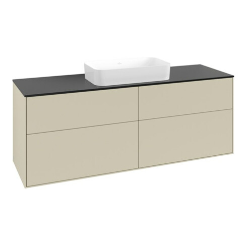 V&B Meuble sous lavabo Finion 160x60,3x50,1 cm, bleu brillant, poignée gris mat Lac