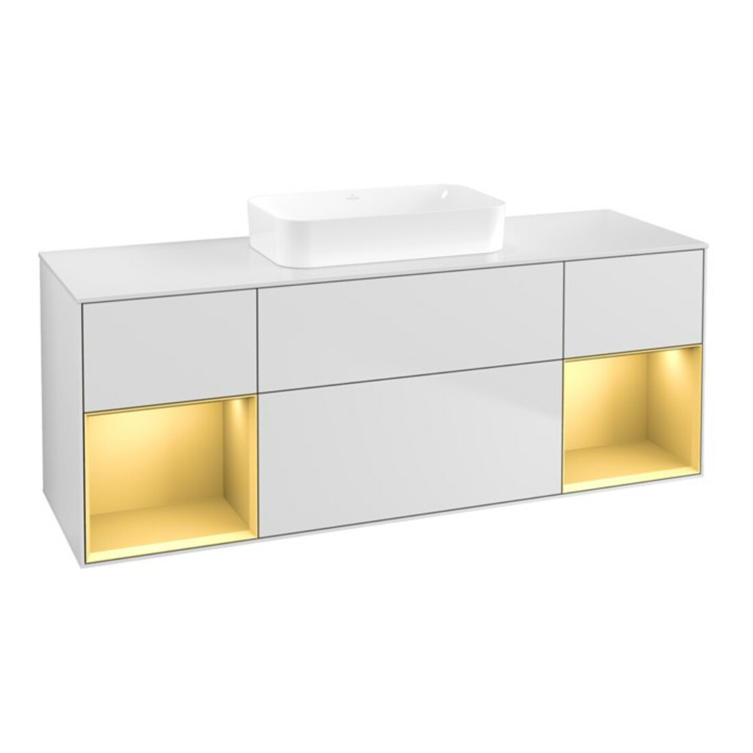 V&B Meuble sous lavabo Finion 160x60,3x50,1 cm, chêne doré mat laqué, blanc mat laqué
