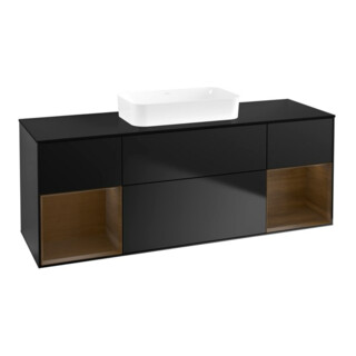 V&B Meuble sous lavabo Finion 160x60,3x50,1 cm, chêne naturel, bleu mat Lac
