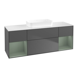 V&B Meuble sous lavabo Finion 160x60,3x50,1 cm, chêne naturel mat, anthracite mat