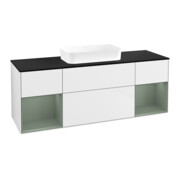 V&B Meuble sous lavabo Finion 160x60,3x50,1 cm, chêne naturel mat, blanc brillant laqué