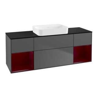 V&B Meuble sous-lavabo Finion 160x60,3x50,1 cm, éclairage mural, anthracite