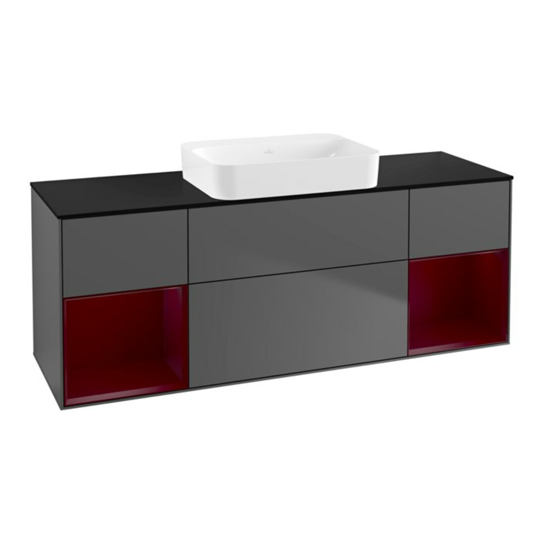 V&B Meuble sous-lavabo Finion 160x60,3x50,1 cm, éclairage mural, anthracite