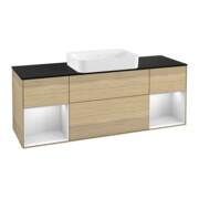 V&B Meuble sous lavabo Finion 160x60,3x50,1 cm, éclairage mural, blanc laqué, ven. Oa