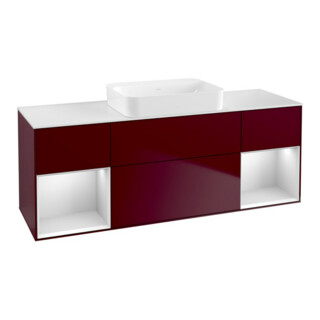 V&B Meuble sous lavabo Finion 160x60,3x50,1 cm, éclairage mural, blanc mat, Peo mat