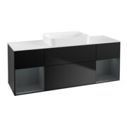 V&B Meuble sous lavabo Finion 160x60,3x50,1 cm, éclairage mural, laqué bleu