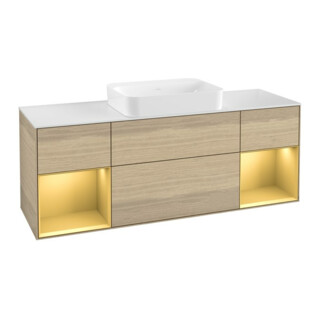V&B Meuble sous-lavabo Finion 160x60,3x50,1 cm, éclairage mural, laqué or, Oa ven