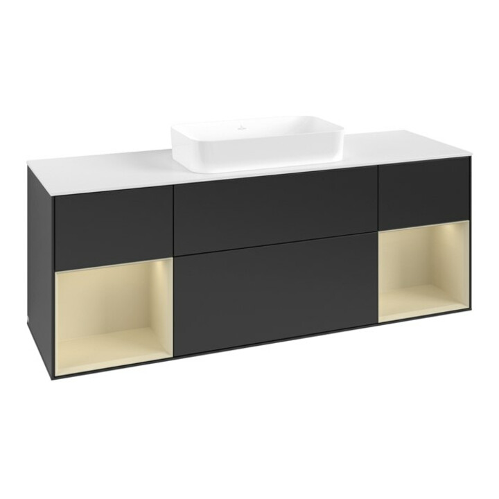 V&B Meuble sous lavabo Finion 160x60,3x50,1 cm, gris soie mat, blanc mat laqué