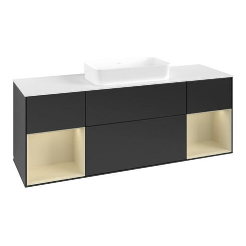 V&B Meuble sous lavabo Finion 160x60,3x50,1 cm, gris soie mat, blanc mat laqué