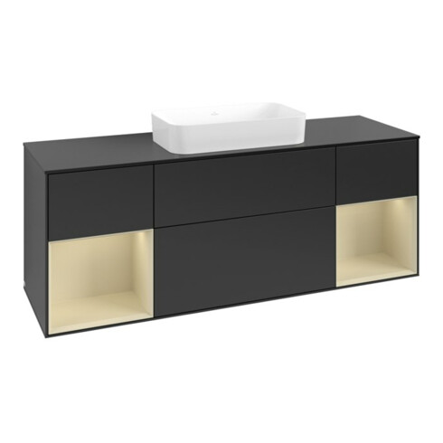 V&B Meuble sous lavabo Finion 160x60,3x50,1 cm, gris soie mat laqué, bleu mat laqué
