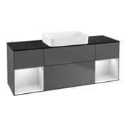 V&B Meuble sous lavabo Finion 160x60,3x50,1 cm, laqué blanc mat, anthracite m