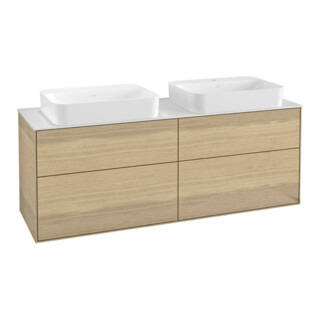 V&B Meuble sous lavabo Finion 160x60,3x50,1 cm, laque blanche, placage chêne