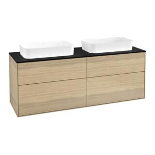 V&B Meuble sous lavabo Finion 160x60,3x50,1 cm, laqué bleu m, placage chêne