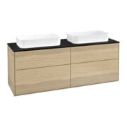 V&B Meuble sous lavabo Finion 160x60,3x50,1 cm, laqué bleu m, placage chêne-1