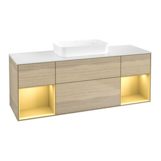 V&B Meuble sous lavabo Finion 160x60,3x50,1 cm, laqué or, poignée ven
